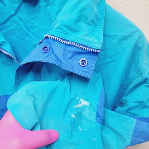 VTG Nike Gray Tag Anorak M Cropped Boxy Tapered Hem Stow Hood 90s Pullover Teal - Picture 6 of 7